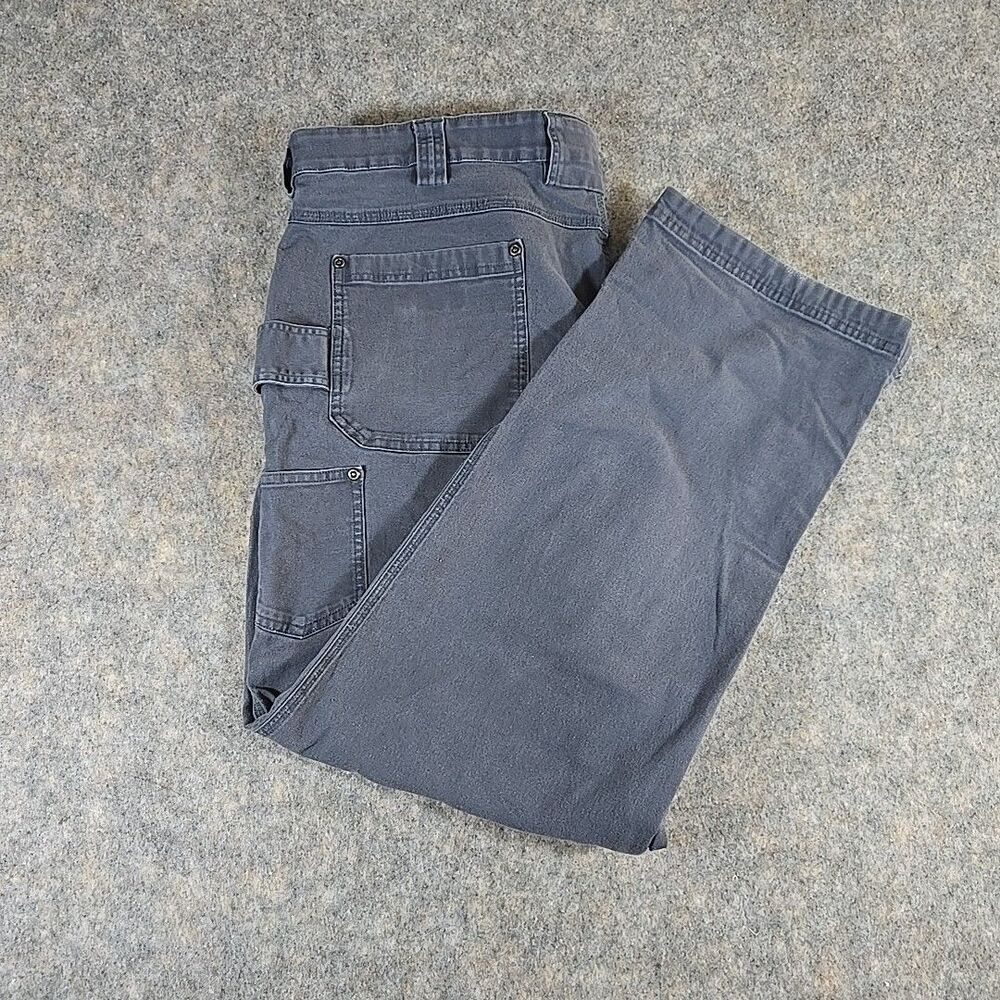 Duluth Trading Flex Fire Hose Pants Jeans Men's 44x32 Gray Relaxed Fit Workwear